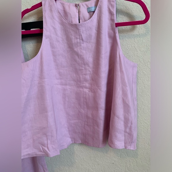 ANTONIO MELANI Light Pink Linen-Blend Wide-Leg Pants & Sleeveless Crop Tank Set - Picture 7 of 13